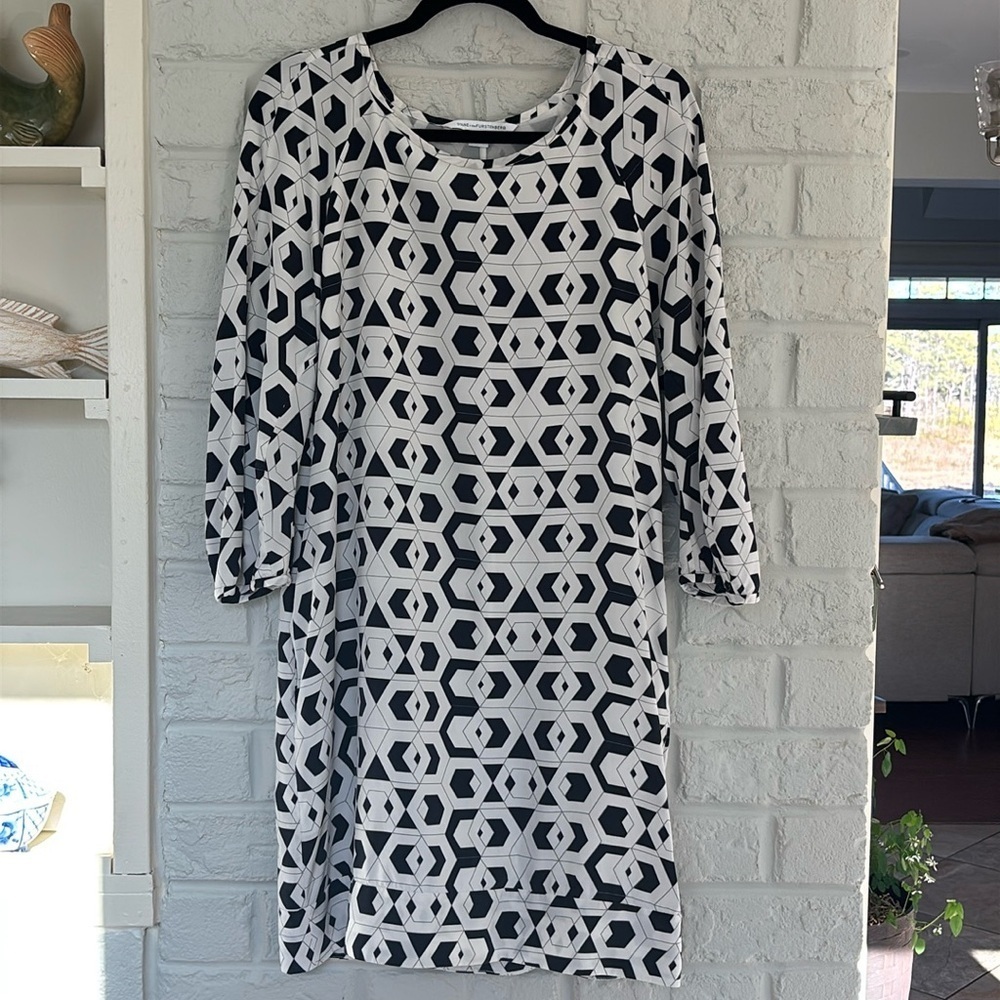 Diane Von Furstenberg  Geometric Silk Dress Size 14